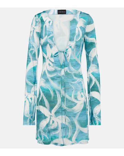 Louisa Ballou Printed Minidress - Blue