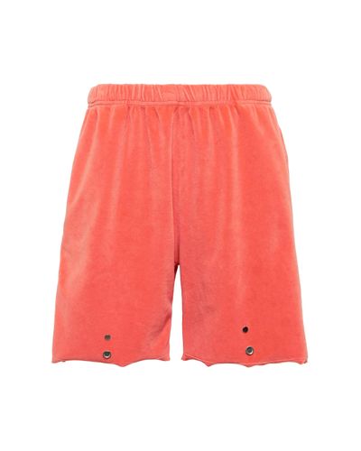 Les Tien Snap Front Velour Shorts - Red