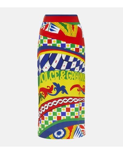 Dolce & Gabbana Gonna midi in jersey con stampa - Multicolore