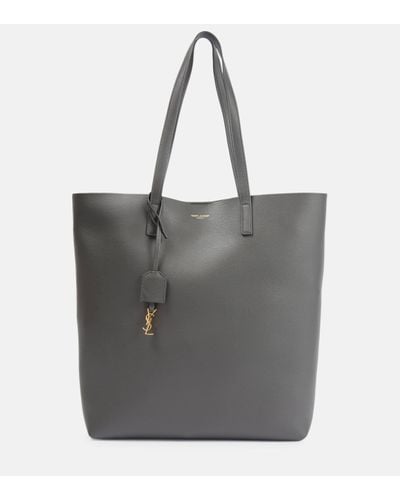 Saint Laurent Shopping N/s Leather Tote Bag - Grey