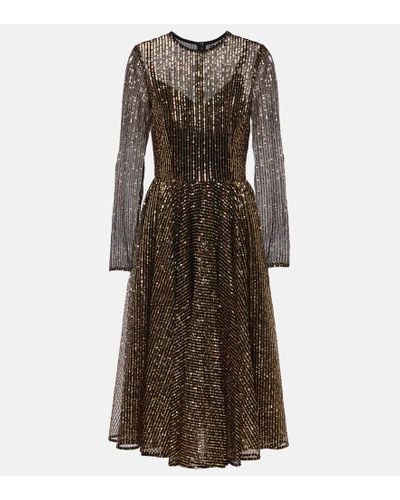 Dolce & Gabbana Sequined Tulle Midi Dress - Brown