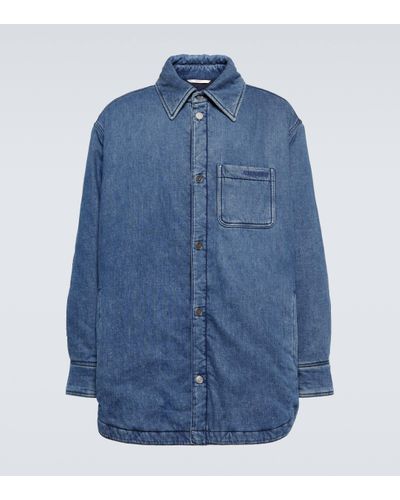 Valentino Embroidered Padded Denim Overshirt - Blue