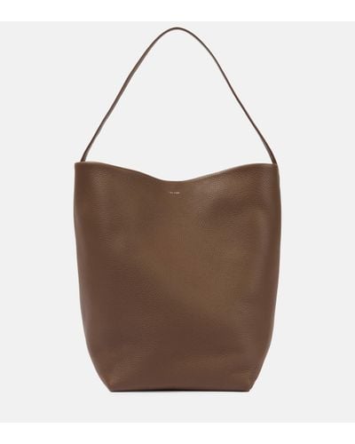 The Row Park Large Leather Tote Bag - Brown