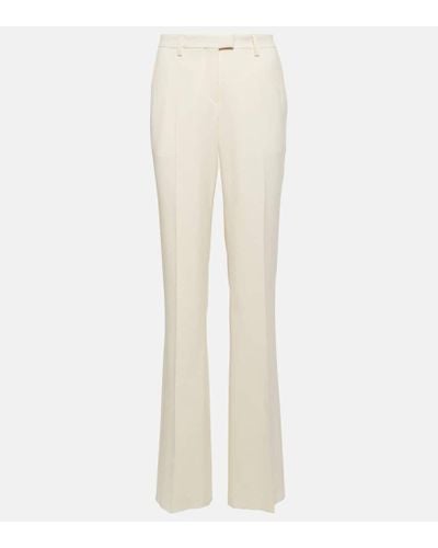 Etro Jacquard Wool Straight Pants - White