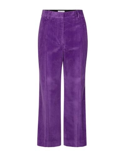 Victoria Beckham High-rise Corduroy Wide-leg Trousers - Purple