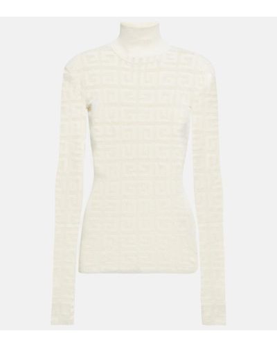 Givenchy Pullover 4G in jacquard a collo alto - Bianco