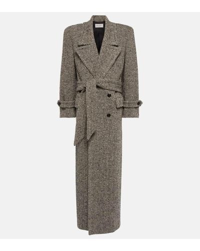 Saint Laurent Oversized Wool-blend Coat - Gray