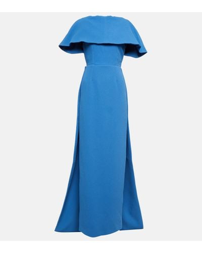 Emilia Wickstead Robe longue Liza en crepe - Bleu