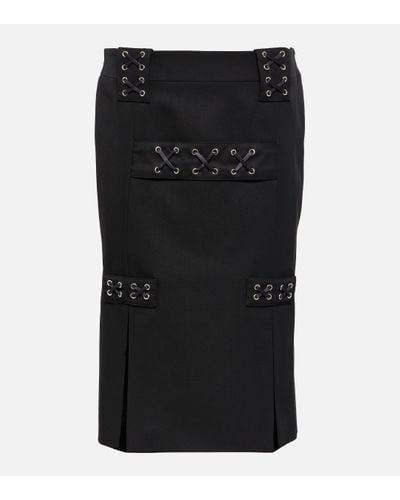 Alessandra Rich Jupe midi a taille basse a ornements - Noir
