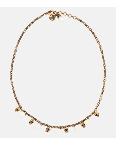 Alexander McQueen Collar de perlas artificiales y calaveras - Metálico