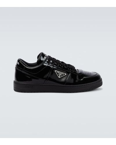 Prada Zapatillas de cana baja Triangle en piel - Negro