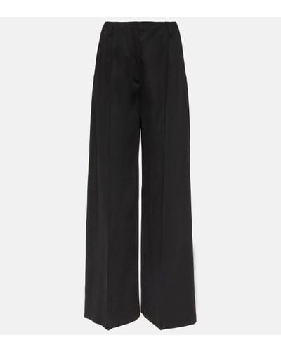 Acne Studios Wool-blend Wide-leg Trousers - Black