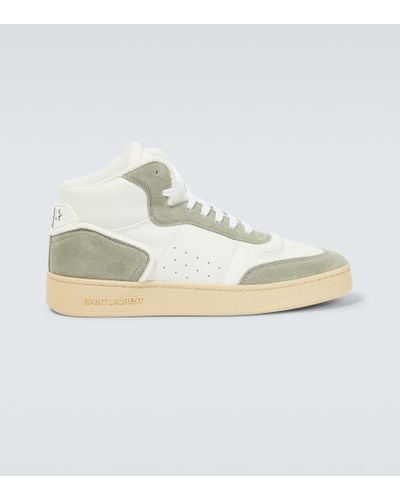 Saint Laurent Sl/80 High-top Leather And Suede Sneakers - Metallic