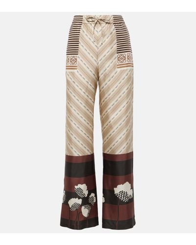 Loewe Printed Silk Satin Pyjama Trousers - Natural