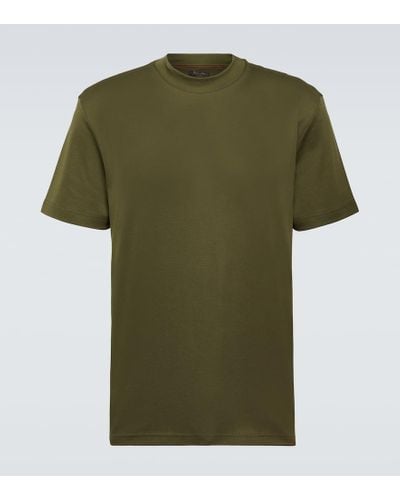 Loro Piana Camiseta de jersey de algodon con logo - Verde