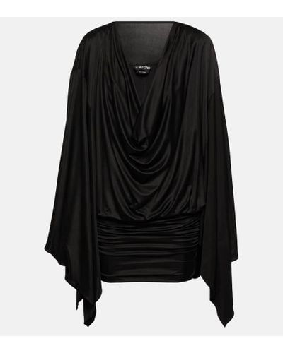 Tom Ford Slick Ruched Jersey Minidress - Black
