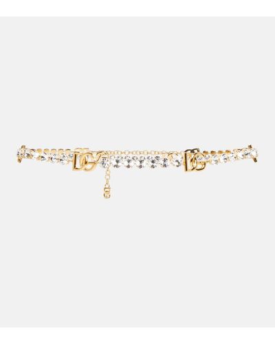 Dolce & Gabbana Cintura con logo e cristalli - Neutro