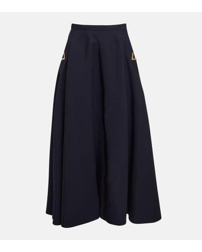 Valentino Crepe Couture A-line Midi Skirt - Blue