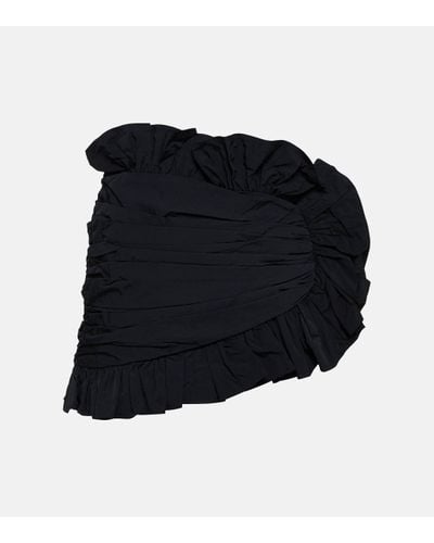 Area Ruffle-trimmed Asymmetric Miniskirt - Black