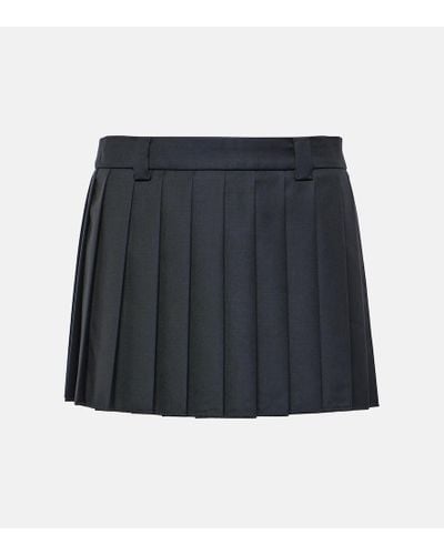 Miu Miu Minifalda de lana virgen plisada - Negro
