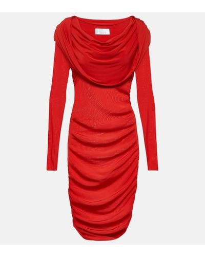 GIUSEPPE DI MORABITO Hooded Jersey Minidress - Red