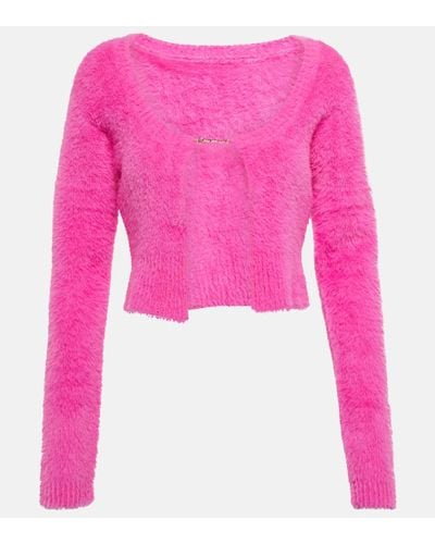 Jacquemus La Maille Neve Cropped Cardigan - Pink
