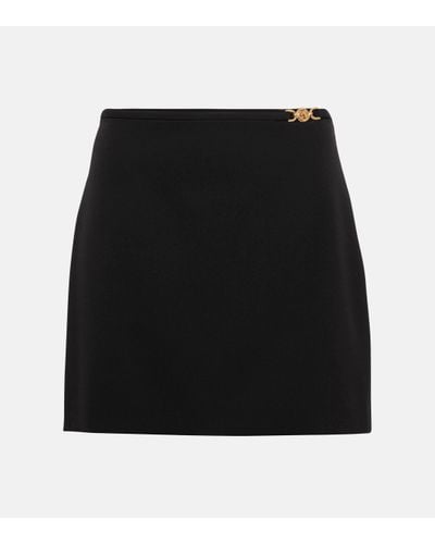 Versace Embellished Wool Miniskirt - Black