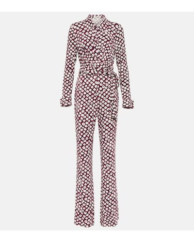 Diane von Furstenberg Michele Printed Belted Jumpsuit - Red