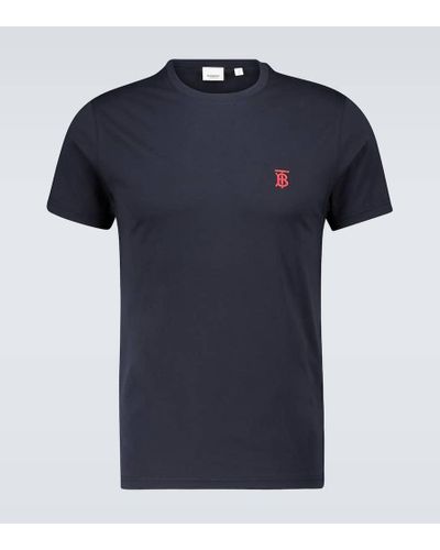 Burberry Baumwoll-T-Shirt mit Monogrammmotiv - Blau