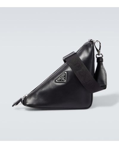 Prada Messenger Bag Triangle aus Leder - Schwarz
