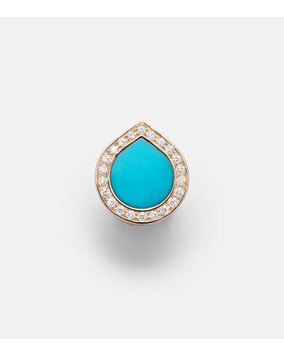 Repossi Einzelner Ohrring Antifer aus 18kt Rosegold mit Diamanten und Tuerkis - Blau