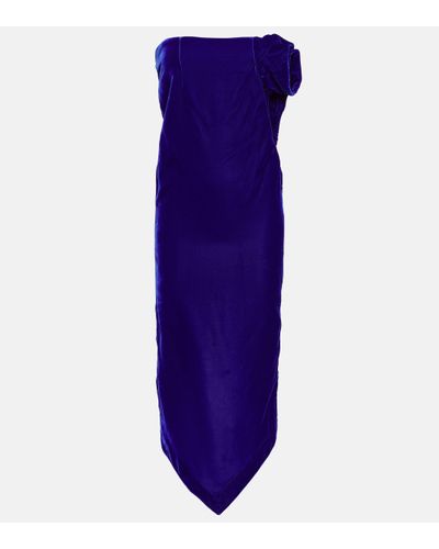 DIDU Floral-applique Velvet Maxi Skirt - Purple
