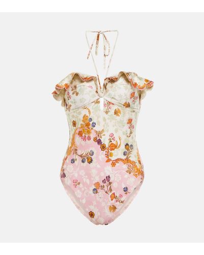 Zimmermann Costume intero Laurel con stampa - Rosa