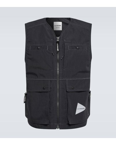 and wander Zipped Vest - Blue