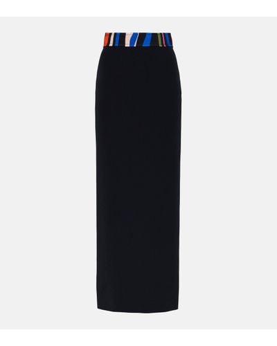 Emilio Pucci Marmo-print Crepe Maxi Skirt - Black