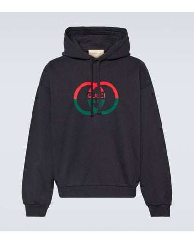 Gucci Logo-print Relaxed-fit Cotton-jersey Hoody - Black