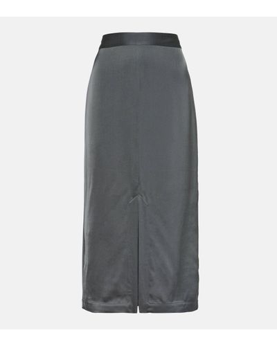 Totême Satin Midi Skirt - Grey