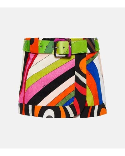 Emilio Pucci Iride Cotton Wrap Miniskirt - Green