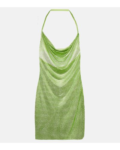 GIUSEPPE DI MORABITO Crystal-embellished Mesh Minidress - Green