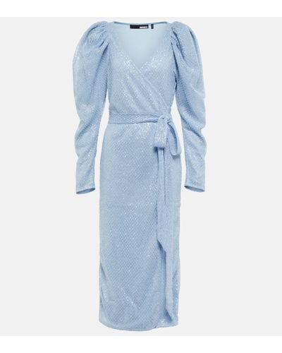 ROTATE BIRGER CHRISTENSEN Robe portefeuille a sequins - Bleu