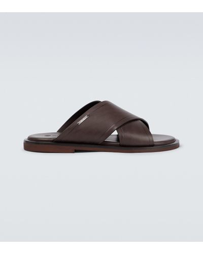 Loro Piana Walk Leather Sandals - Brown