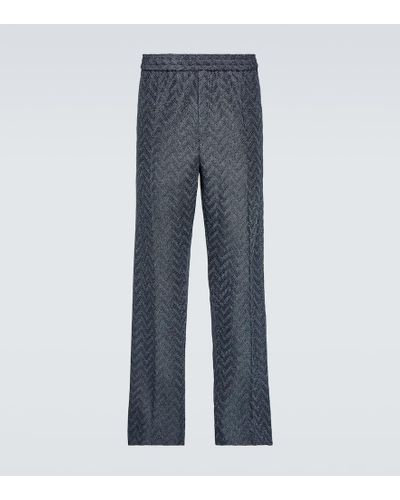 Missoni Pantalones rectos de algodon en zigzag - Azul