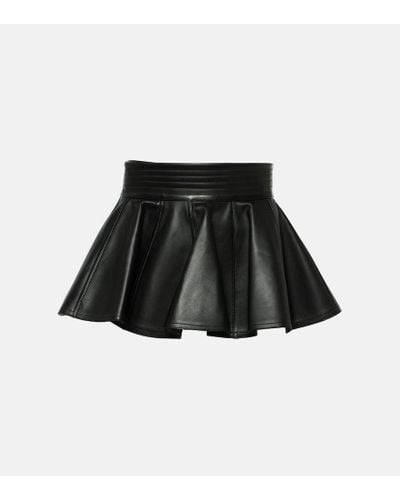 Alaïa Cinturon de piel con peplum - Negro