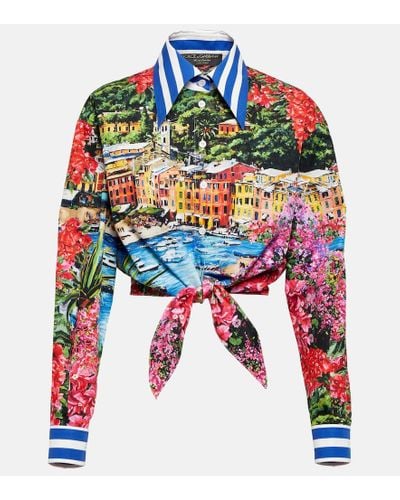 Dolce & Gabbana Portofino camisa en jersey de algodon estampada - Rojo