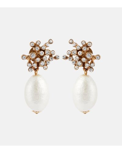 Oscar de la Renta Turbillion Embellished Earrings - White