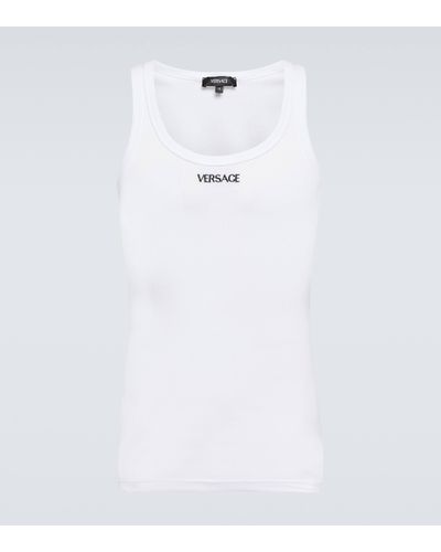 Versace Logo Cotton-blend Tank Top - White