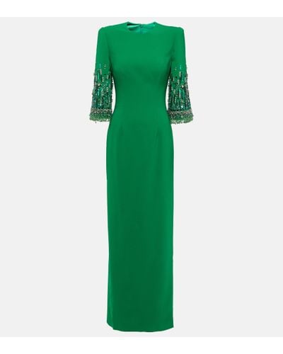 Jenny Packham Bergman Embellished Crepe Gown - Green