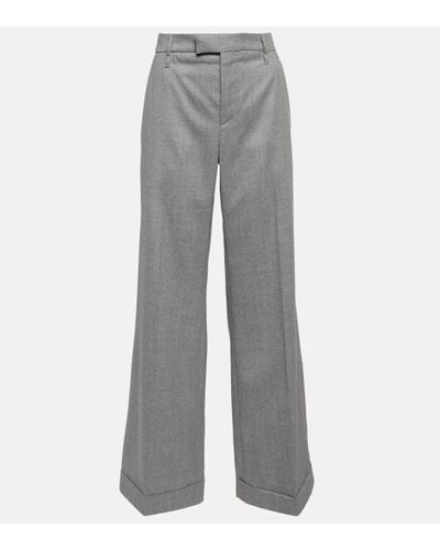 Brunello Cucinelli High-rise Wide-leg Wool Trousers - Grey
