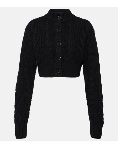 Emilia Wickstead Aleph Cropped Cable-knit Wool Cardigan - Black