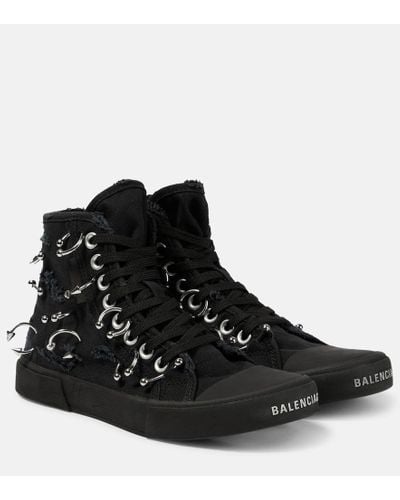 Balenciaga Paris Embellished High-top Sneakers - Black